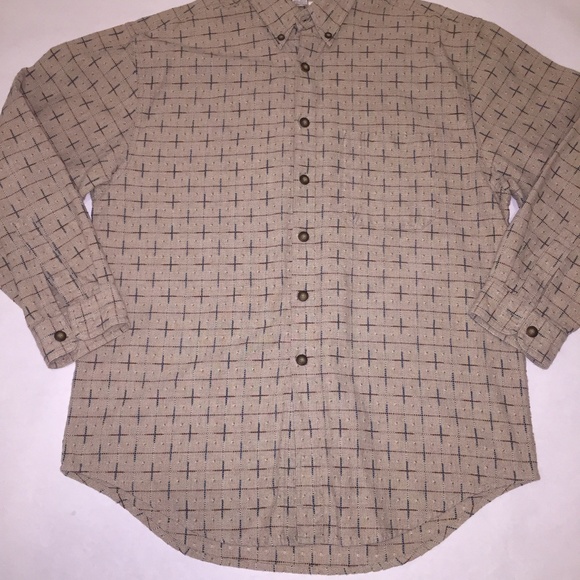 The Territory Ahead Other - Tan burgundy and denim blue Textile Textured button-down shirt